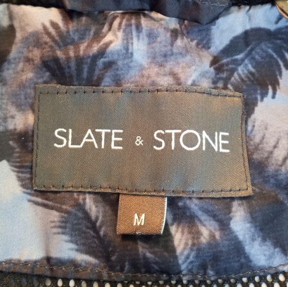 Slate & Stone dark jungle palm tree full zip hooded windbreaker jacket size Med - Picture 11 of 12